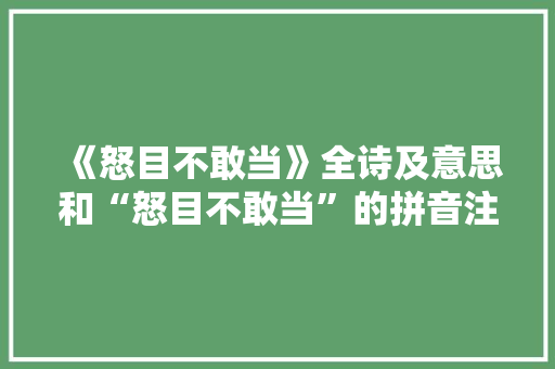 《怒目不敢当》全诗及意思和“怒目不敢当”的拼音注释 诗词鉴赏