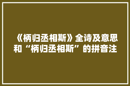 《柄归丞相斯》全诗及意思和“柄归丞相斯”的拼音注释