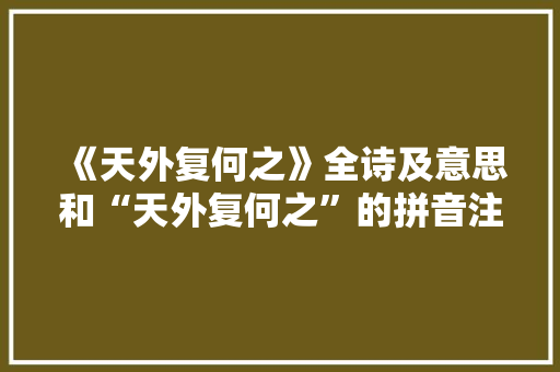 《天外复何之》全诗及意思和“天外复何之”的拼音注释