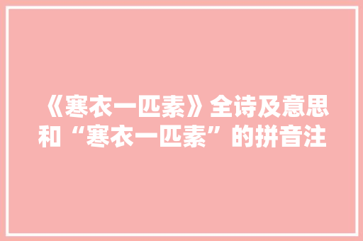 《寒衣一匹素》全诗及意思和“寒衣一匹素”的拼音注释