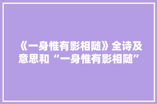《一身惟有影相随》全诗及意思和“一身惟有影相随”的拼音注释