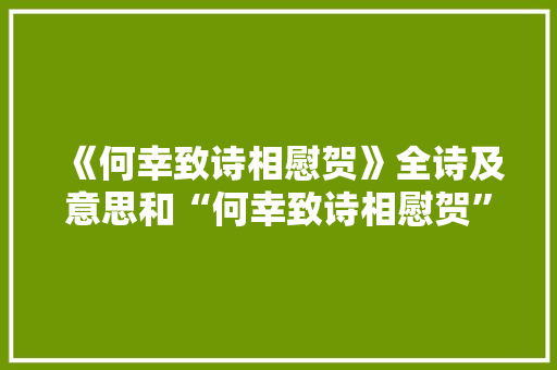 《何幸致诗相慰贺》全诗及意思和“何幸致诗相慰贺”的拼音注释