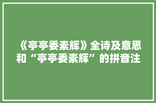 《亭亭委素辉》全诗及意思和“亭亭委素辉”的拼音注释 诗词鉴赏