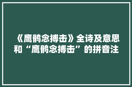 《鹰鹘念搏击》全诗及意思和“鹰鹘念搏击”的拼音注释 诗词鉴赏