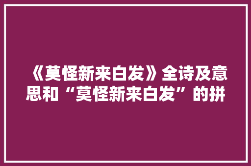 《莫怪新来白发》全诗及意思和“莫怪新来白发”的拼音注释