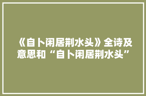 《自卜闲居荆水头》全诗及意思和“自卜闲居荆水头”的拼音注释