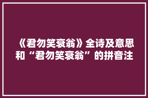 《君勿笑衰翁》全诗及意思和“君勿笑衰翁”的拼音注释