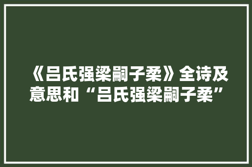 《吕氏强梁嗣子柔》全诗及意思和“吕氏强梁嗣子柔”的拼音注释 诗词鉴赏