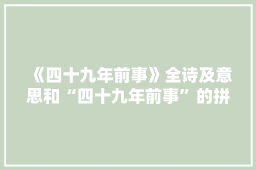 《四十九年前事》全诗及意思和“四十九年前事”的拼音注释