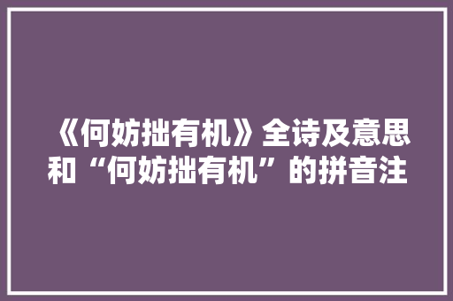 《何妨拙有机》全诗及意思和“何妨拙有机”的拼音注释
