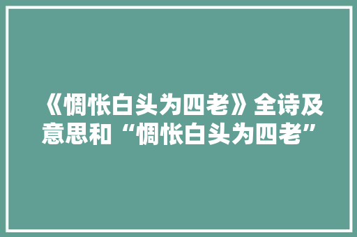 《惆怅白头为四老》全诗及意思和“惆怅白头为四老”的拼音注释