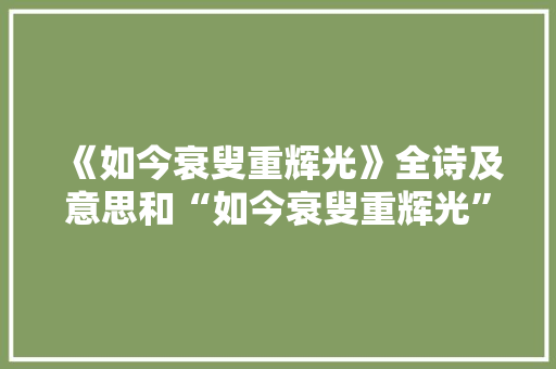《如今衰叟重辉光》全诗及意思和“如今衰叟重辉光”的拼音注释