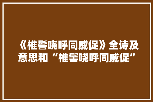 《椎髻哓呼同戚促》全诗及意思和“椎髻哓呼同戚促”的拼音注释
