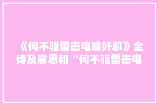 《何不驱雷击电除奸邪》全诗及意思和“何不驱雷击电除奸邪”的拼音注释 诗词鉴赏