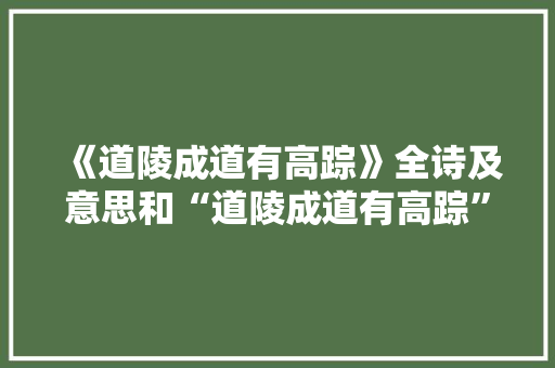 《道陵成道有高踪》全诗及意思和“道陵成道有高踪”的拼音注释