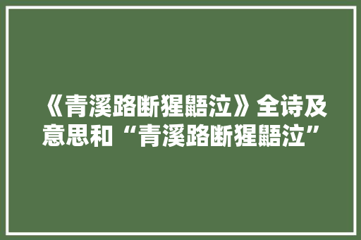 《青溪路断猩鼯泣》全诗及意思和“青溪路断猩鼯泣”的拼音注释