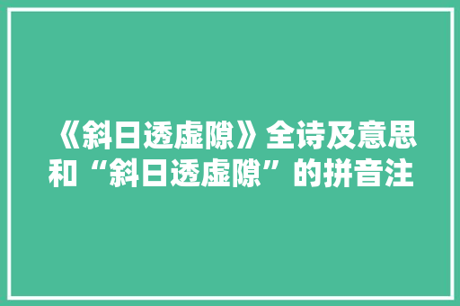 《斜日透虚隙》全诗及意思和“斜日透虚隙”的拼音注释