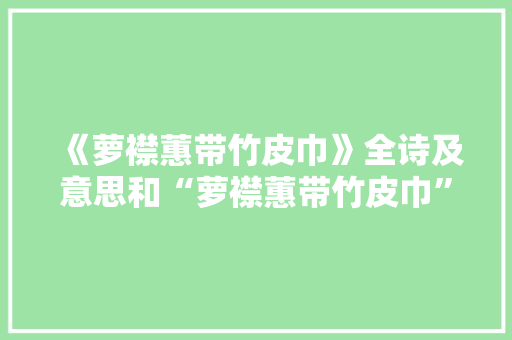 《萝襟蕙带竹皮巾》全诗及意思和“萝襟蕙带竹皮巾”的拼音注释 诗词鉴赏