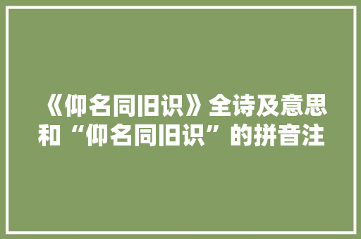《仰名同旧识》全诗及意思和“仰名同旧识”的拼音注释