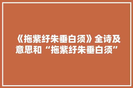《拖紫纡朱垂白须》全诗及意思和“拖紫纡朱垂白须”的拼音注释