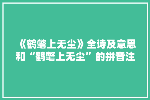《鹤氅上无尘》全诗及意思和“鹤氅上无尘”的拼音注释