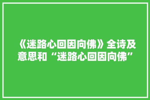 《迷路心回因向佛》全诗及意思和“迷路心回因向佛”的拼音注释 诗词鉴赏
