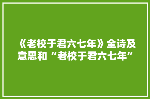 《老校于君六七年》全诗及意思和“老校于君六七年”的拼音注释 诗词鉴赏