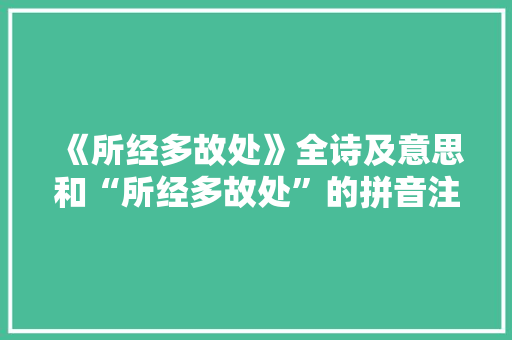 《所经多故处》全诗及意思和“所经多故处”的拼音注释