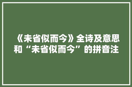 《未省似而今》全诗及意思和“未省似而今”的拼音注释
