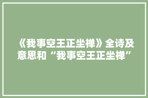 《我事空王正坐禅》全诗及意思和“我事空王正坐禅”的拼音注释