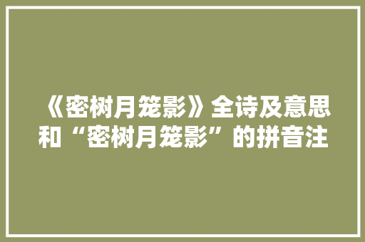 《密树月笼影》全诗及意思和“密树月笼影”的拼音注释