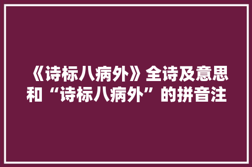《诗标八病外》全诗及意思和“诗标八病外”的拼音注释 诗词鉴赏