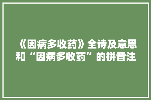 《因病多收药》全诗及意思和“因病多收药”的拼音注释