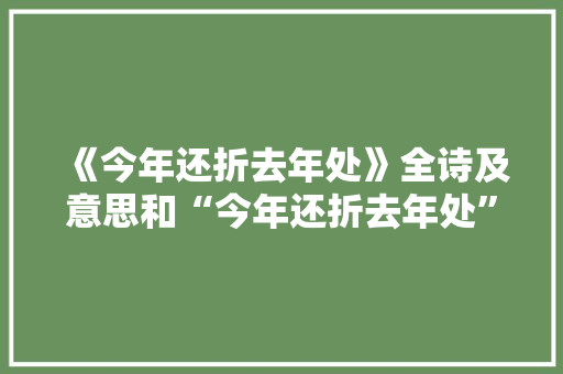 《今年还折去年处》全诗及意思和“今年还折去年处”的拼音注释