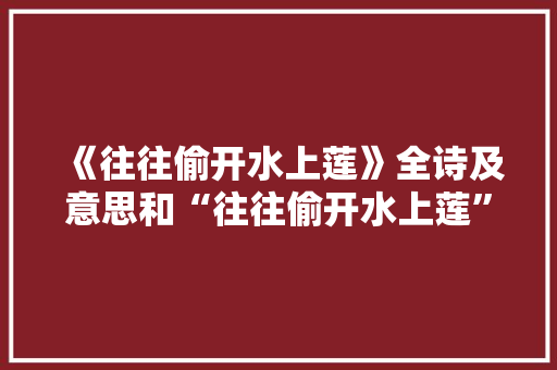 《往往偷开水上莲》全诗及意思和“往往偷开水上莲”的拼音注释 诗词鉴赏