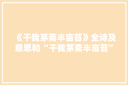 《干我茅斋半亩苔》全诗及意思和“干我茅斋半亩苔”的拼音注释