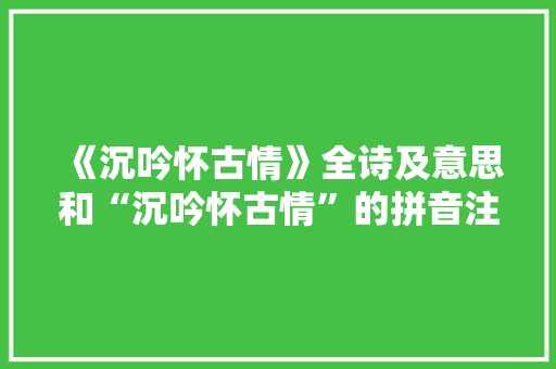 《沉吟怀古情》全诗及意思和“沉吟怀古情”的拼音注释