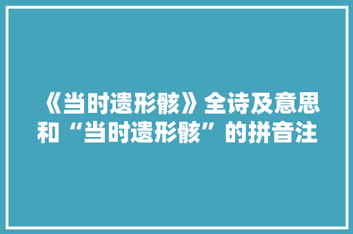 《当时遗形骸》全诗及意思和“当时遗形骸”的拼音注释