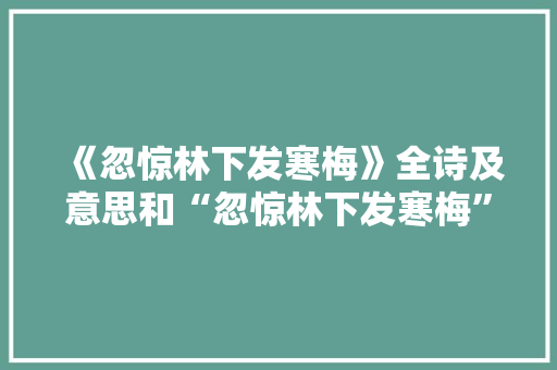 《忽惊林下发寒梅》全诗及意思和“忽惊林下发寒梅”的拼音注释
