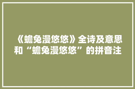 《蟾兔漫悠悠》全诗及意思和“蟾兔漫悠悠”的拼音注释