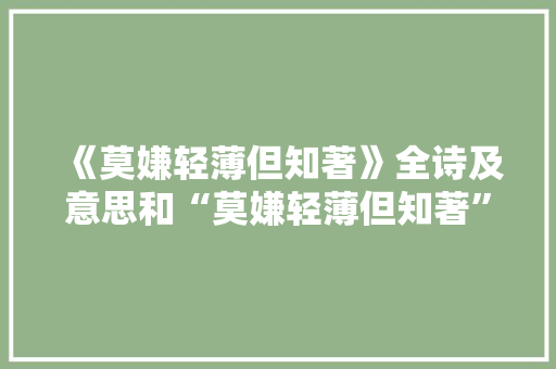 《莫嫌轻薄但知著》全诗及意思和“莫嫌轻薄但知著”的拼音注释 诗词鉴赏
