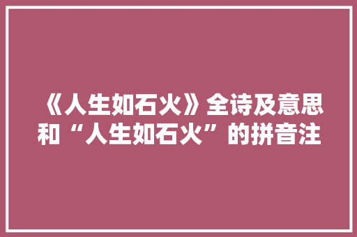 《人生如石火》全诗及意思和“人生如石火”的拼音注释 诗词鉴赏