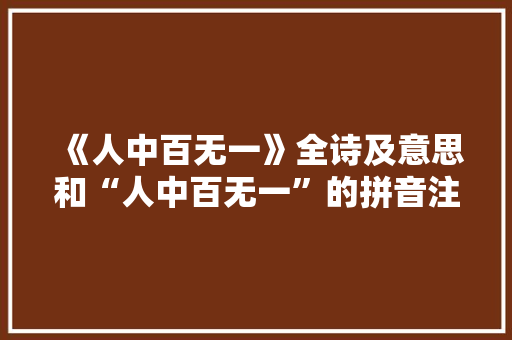 《人中百无一》全诗及意思和“人中百无一”的拼音注释 诗词鉴赏