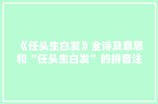 《任头生白发》全诗及意思和“任头生白发”的拼音注释 诗词鉴赏