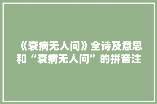 《衰病无人问》全诗及意思和“衰病无人问”的拼音注释 诗词鉴赏