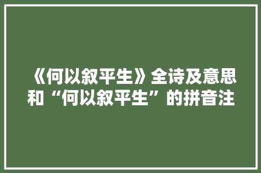 《何以叙平生》全诗及意思和“何以叙平生”的拼音注释 诗词鉴赏