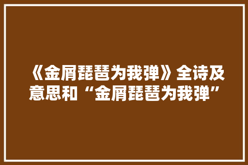 《金屑琵琶为我弹》全诗及意思和“金屑琵琶为我弹”的拼音注释