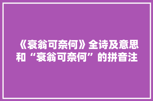 《衰翁可奈何》全诗及意思和“衰翁可奈何”的拼音注释