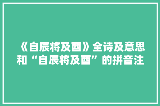 《自辰将及酉》全诗及意思和“自辰将及酉”的拼音注释 诗词鉴赏