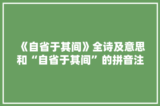 《自省于其间》全诗及意思和“自省于其间”的拼音注释